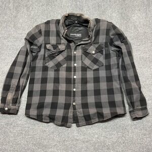 Road Armor Shirt Jacket Mens 2XL Black Gray Plaid Flannel Aramid Motorcycle